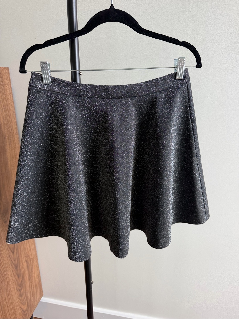 Etam French Brand Shimmer Metallic Grey Skater Skirt Size F 38 / UK 10 (US 6)